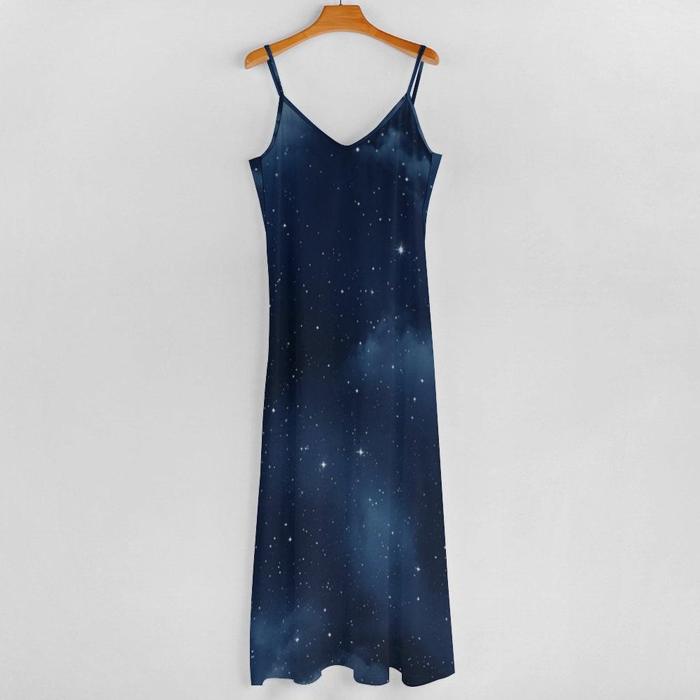 Galaxy night dress, Dark starry maxi, Witchcore summer outfit, Celestial print sundress, Cosmic sky fashion, Moonlit night gown, Star field
