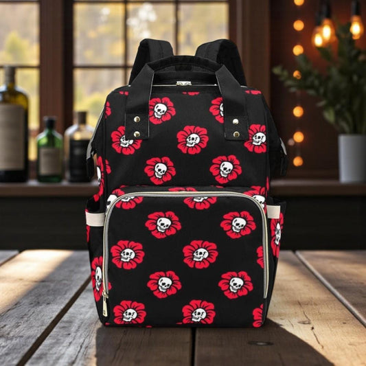 Skull Flower Backpack, Gothic Floral Bag, Witchy Gift for Her