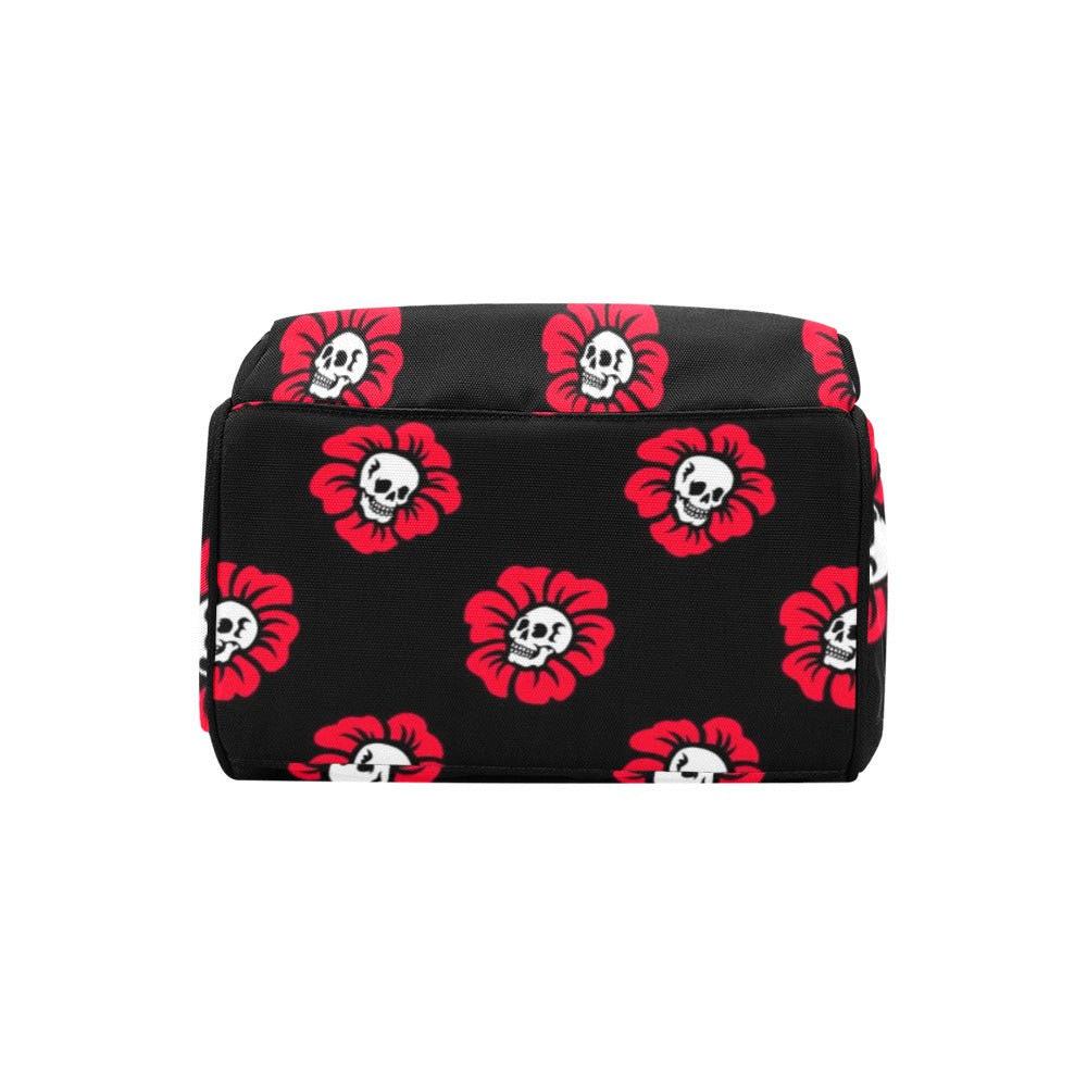 Skull Flower Backpack, Gothic Floral Bag, Witchy Gift for Her, Festival and Everyday Use
