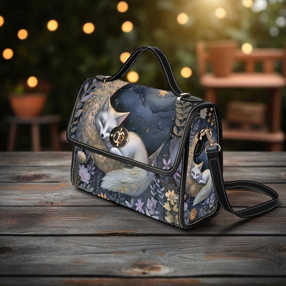 Sleeping Fox Woodland Night Handbag, Fairycore Fantasy Forest Clutch, Celestial Animal Bag