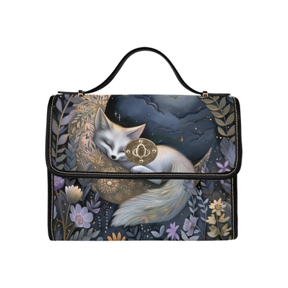 Sleeping Fox Woodland Night Handbag, Fairycore Fantasy Forest Clutch, Celestial Animal Bag