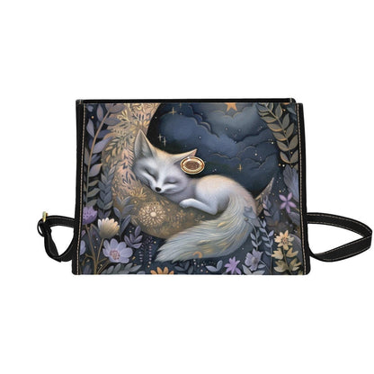 Sleeping Fox Woodland Night Handbag, Fairycore Fantasy Forest Clutch, Celestial Animal Bag
