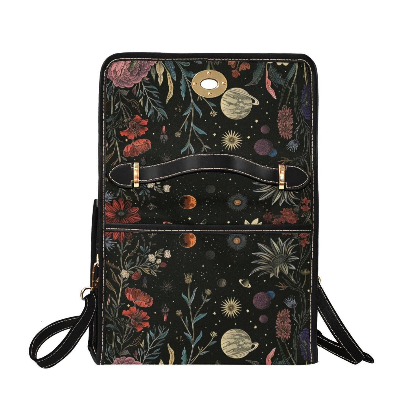 Celestial Botanical Floral Handbag, Starry Night Purse