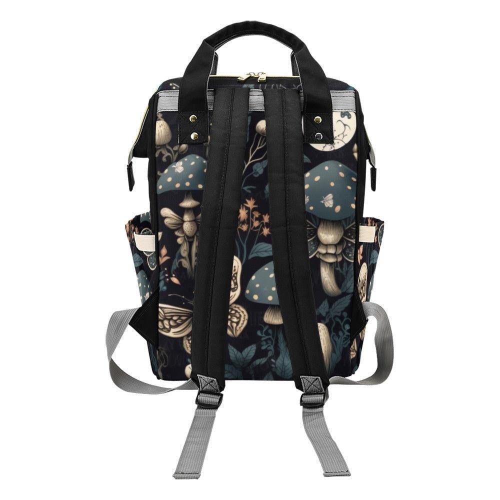 Cottagecore Mushroom Diaper Bag Backpack, Moth Baby Travel Bag, Stroller Organizer