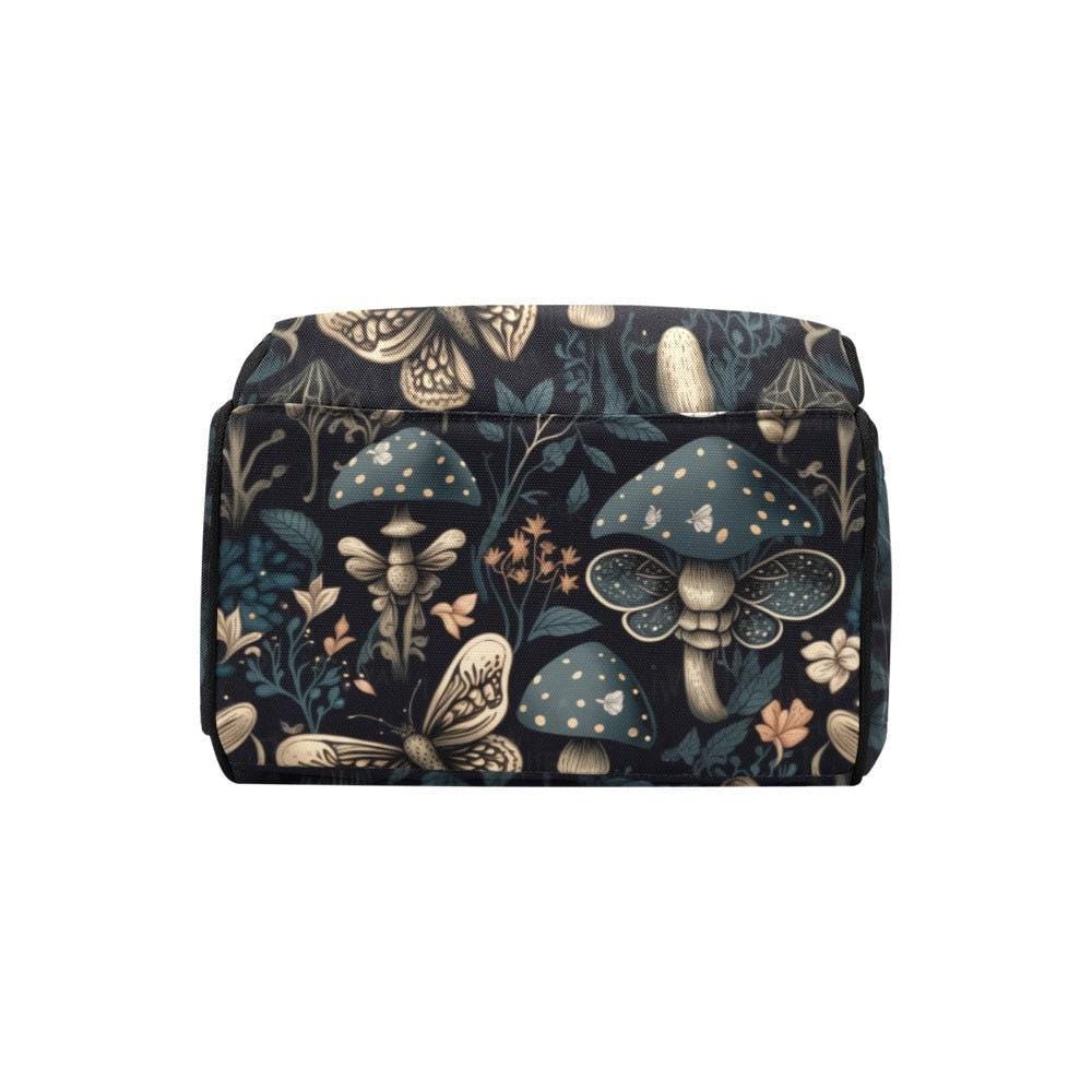 Cottagecore Mushroom Diaper Bag Backpack, Moth Baby Travel Bag, Stroller Organizer
