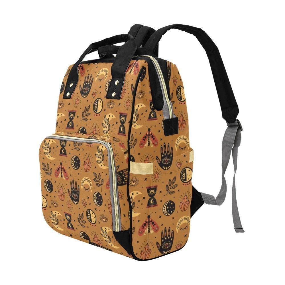Celestial Diaper Bag Backpack, Boho Mom Travel Bag, Moon Phase Nursery Organizer