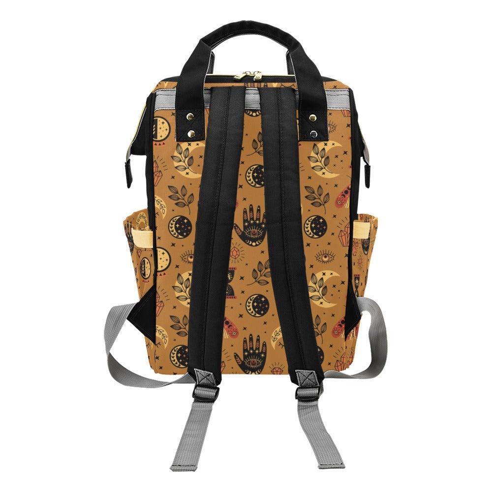 Celestial Diaper Bag Backpack, Boho Mom Travel Bag, Moon Phase Nursery Organizer