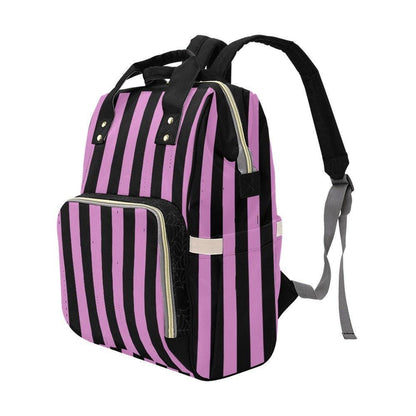 Purple Stripe Backpack, Goth School Bag, Alt Fashion Laptop Bag, Edgy Travel Backpack