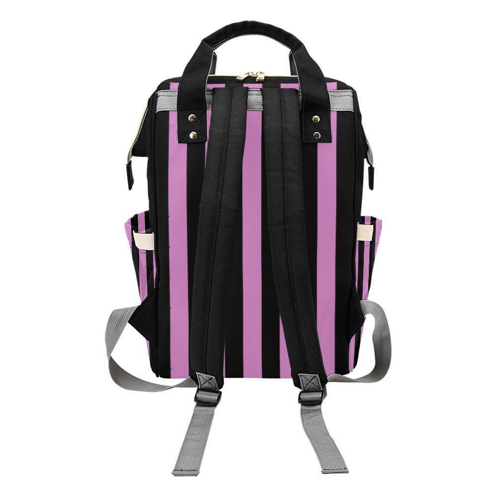 Purple Stripe Backpack, Goth School Bag, Alt Fashion Laptop Bag, Edgy Travel Backpack