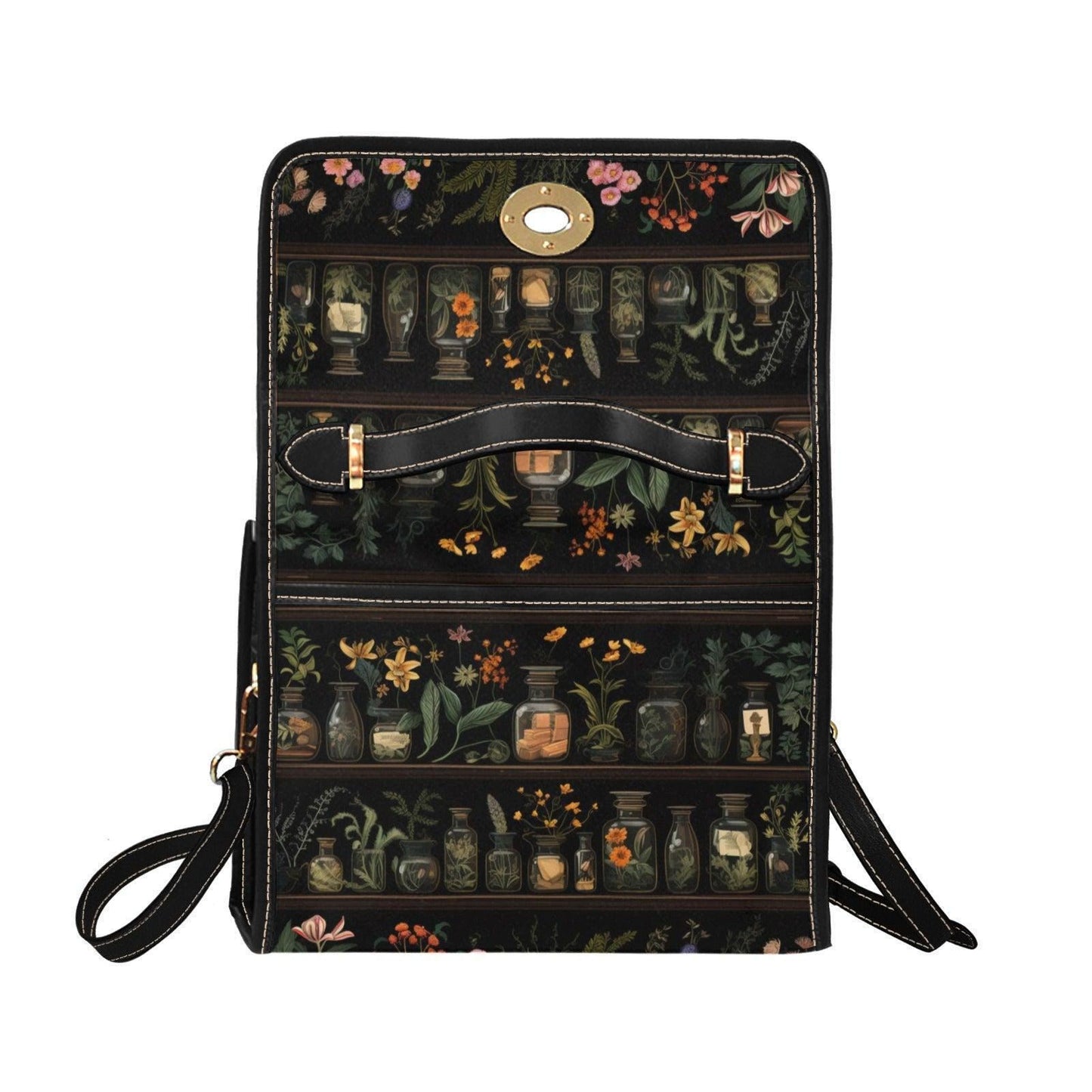 Vintage Apothecary Jars Tote Bag – Herbs & Flowers Illustration