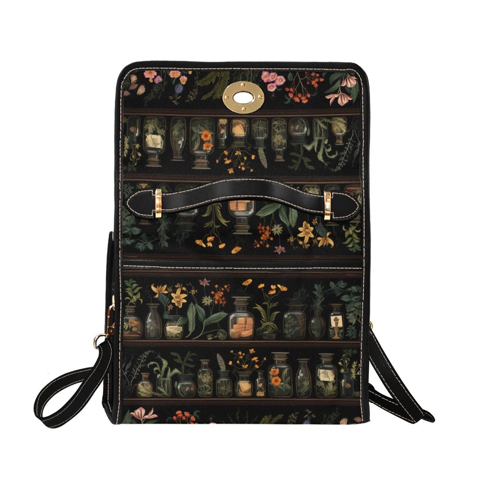 Vintage Apothecary Jars Tote Bag – Herbs & Flowers Illustration