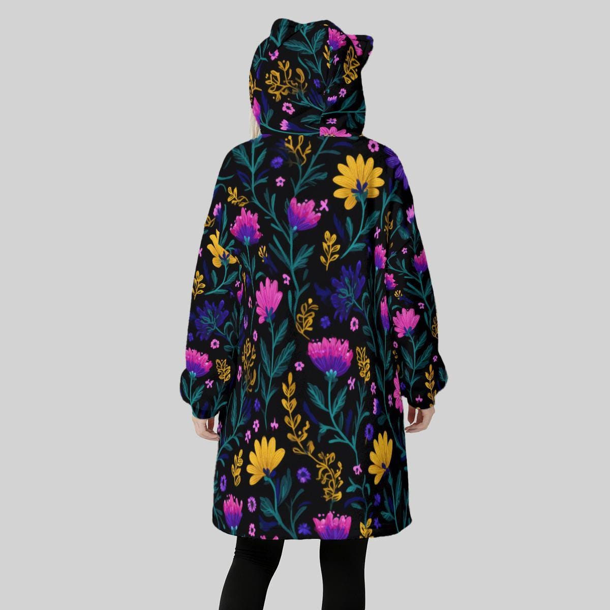 Dark Floral Blanket Hoodie