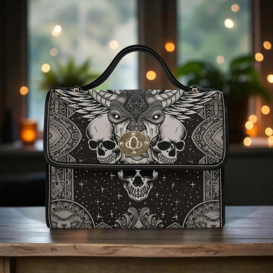 Occult Skull Goat Crossbody Bag, Dark Witchy Structured Purse
