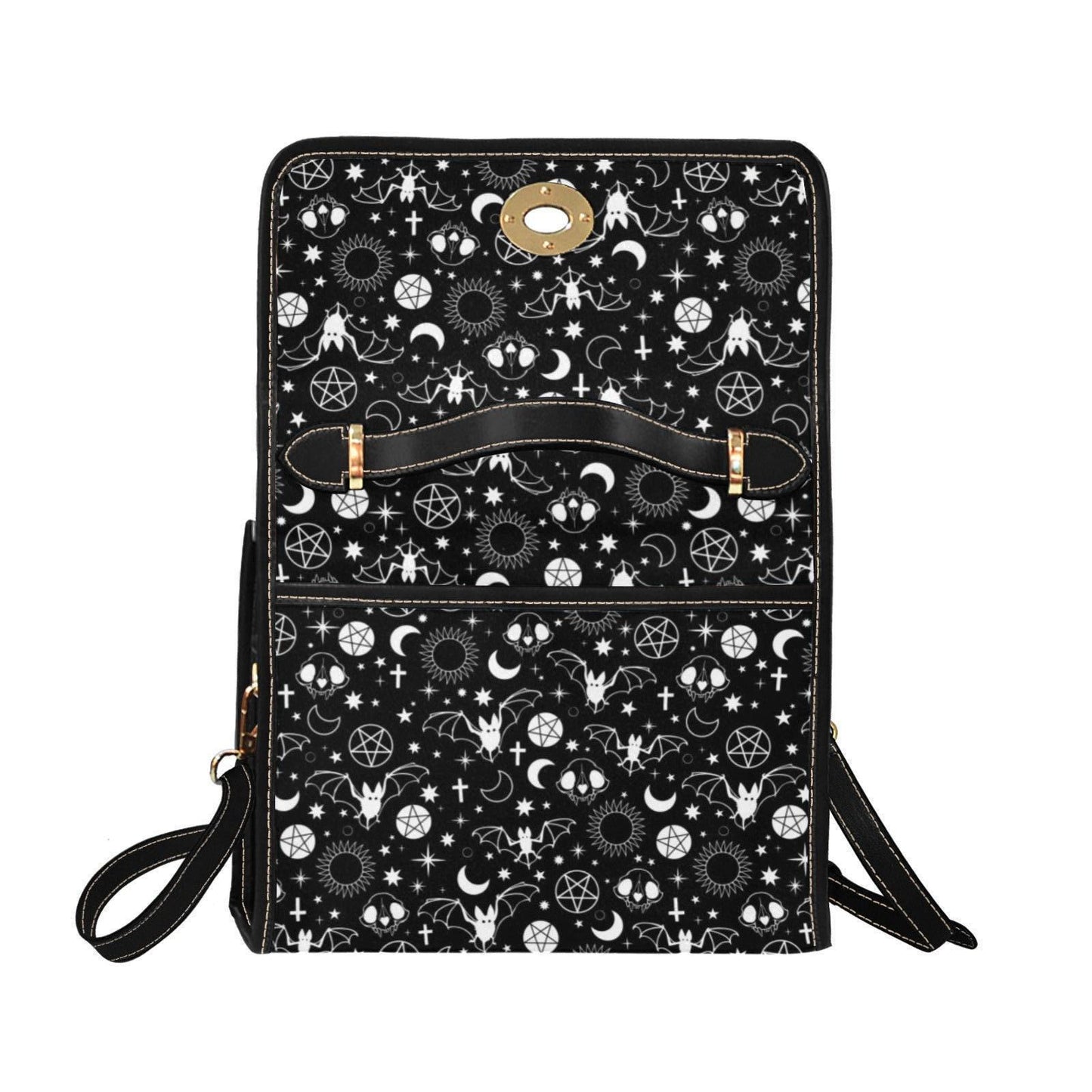 Celestial Bat Crossbody Bag, Witchcore Moon Structured Handbag