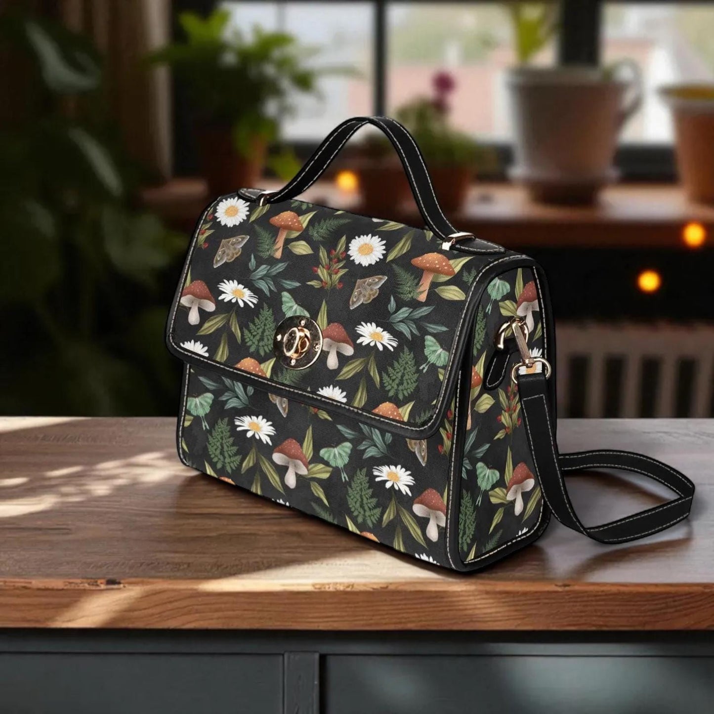 Forest Mushroom Crossbody Bag, Cottagecore Botanical Handbag