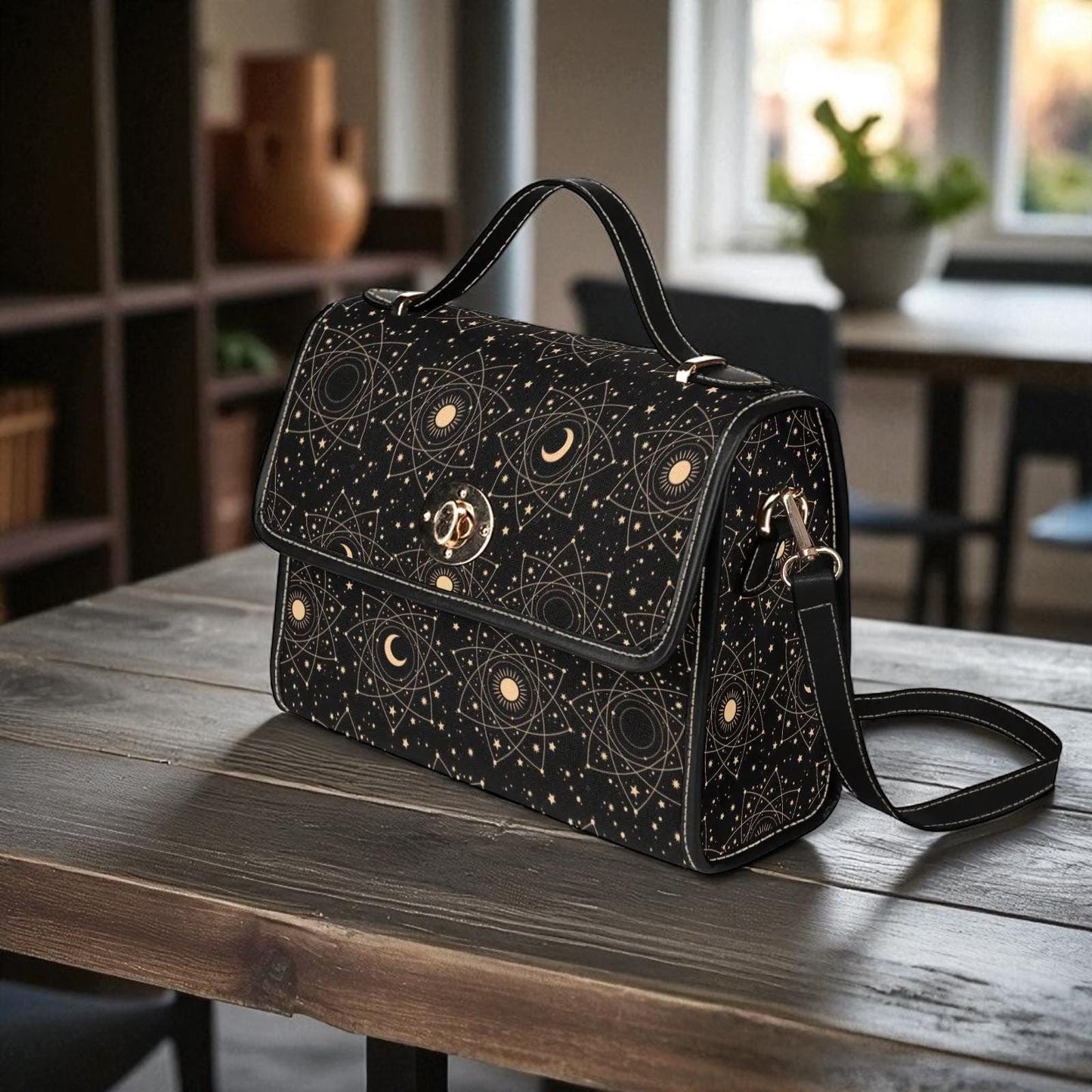 Astrology Moon Sun Satchel, Celestial Witchy Bag, Occult Star Purse