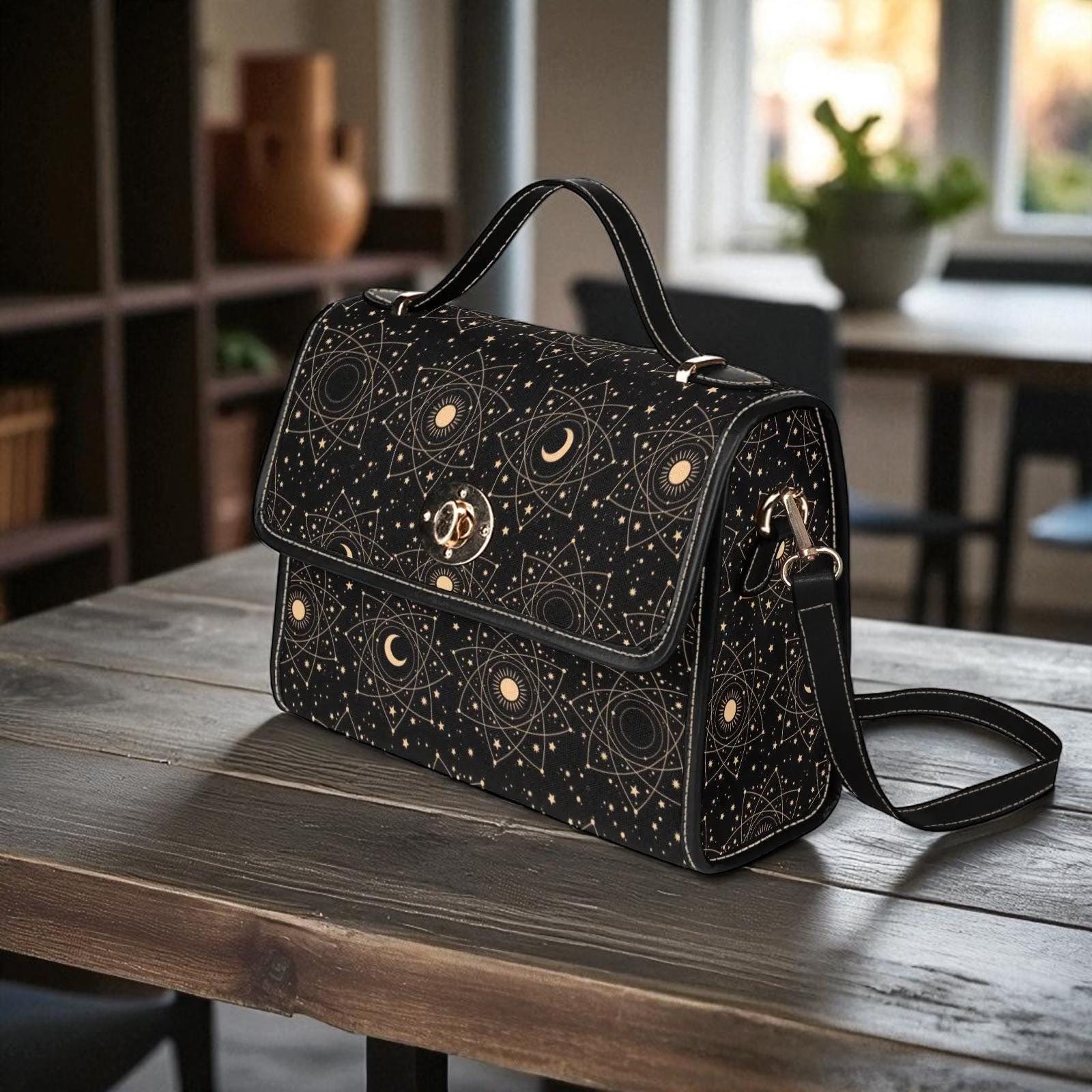 Astrology Moon Sun Satchel, Celestial Witchy Bag, Occult Star Purse