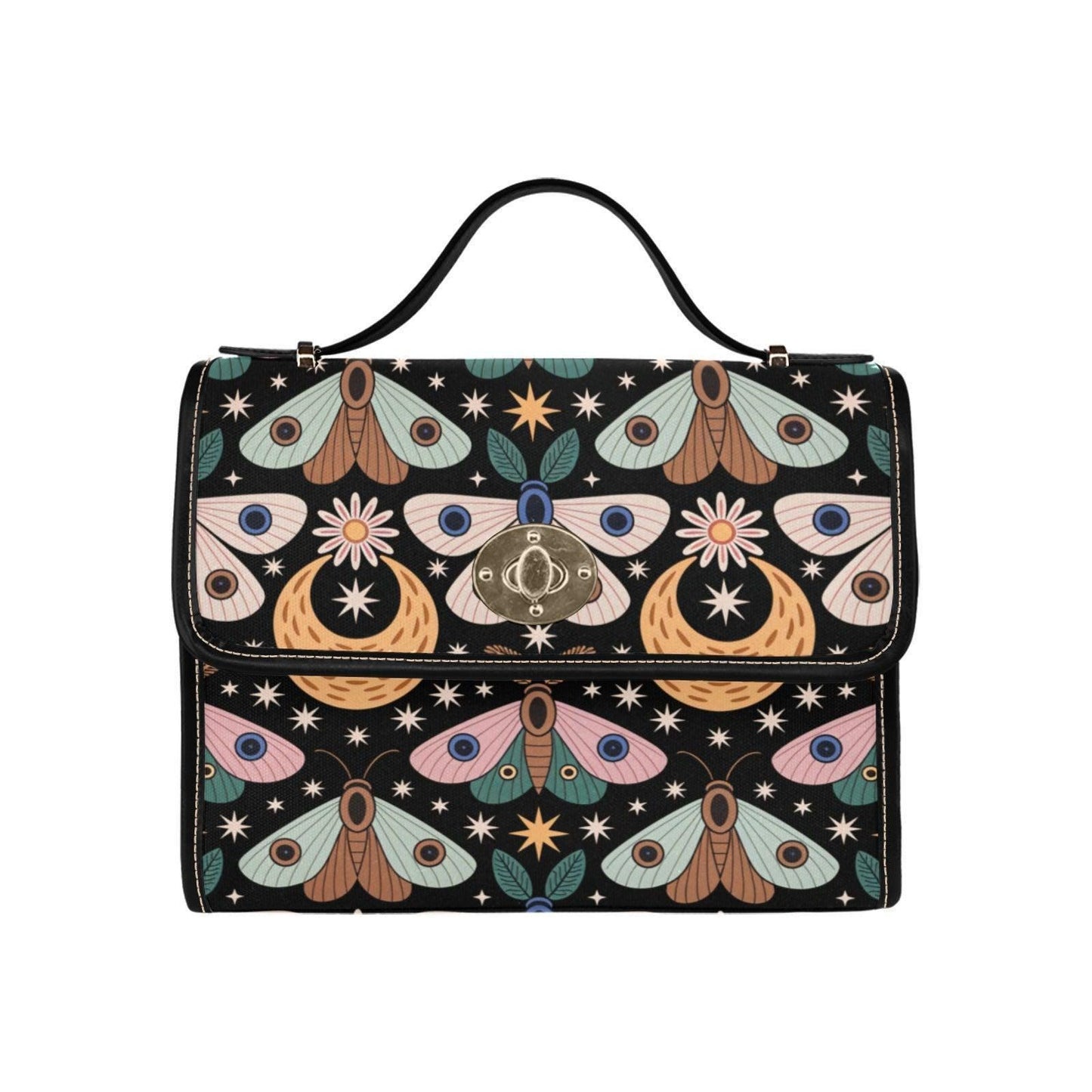 Celestial Moth Satchel, Witchy Moon Phase Bag, Astrology Occult Purse