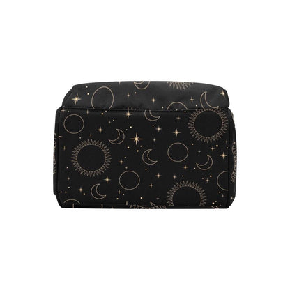 Celestial Diaper Backpack, Moon Star Baby Bag, Black Mom Backpack