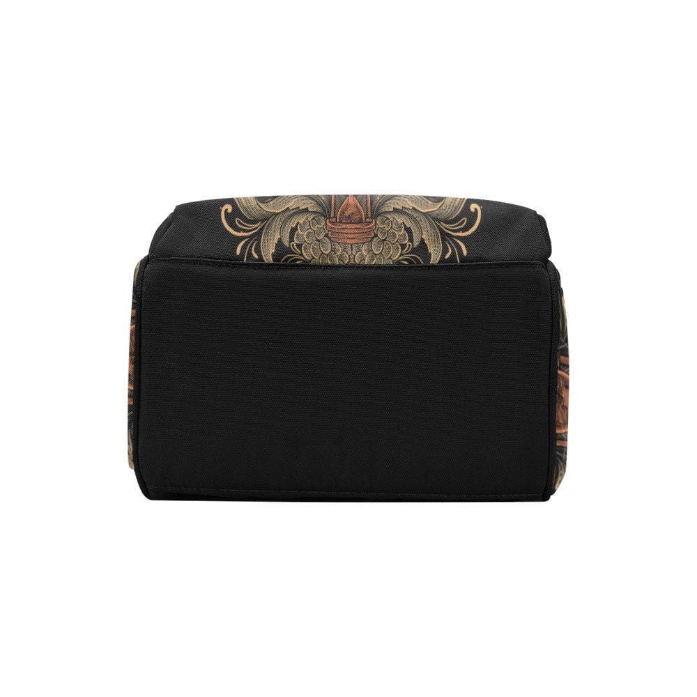 Demon Skull Occult Backpack with Gothic Bone Print, Travel Bag for Everyday, Festival Use