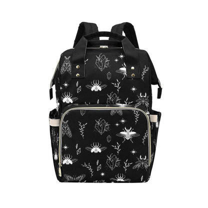 Goth Diaper Bag Backpack, Insect Print Mom Bag, Crystal Nursery Organizer