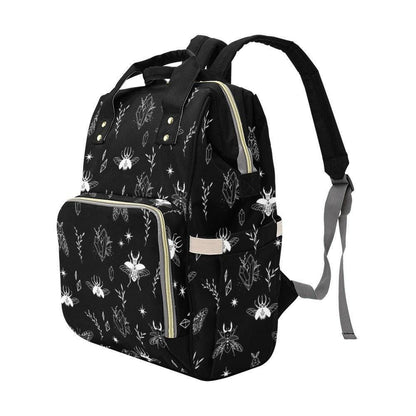 Goth Diaper Bag Backpack, Insect Print Mom Bag, Crystal Nursery Organizer