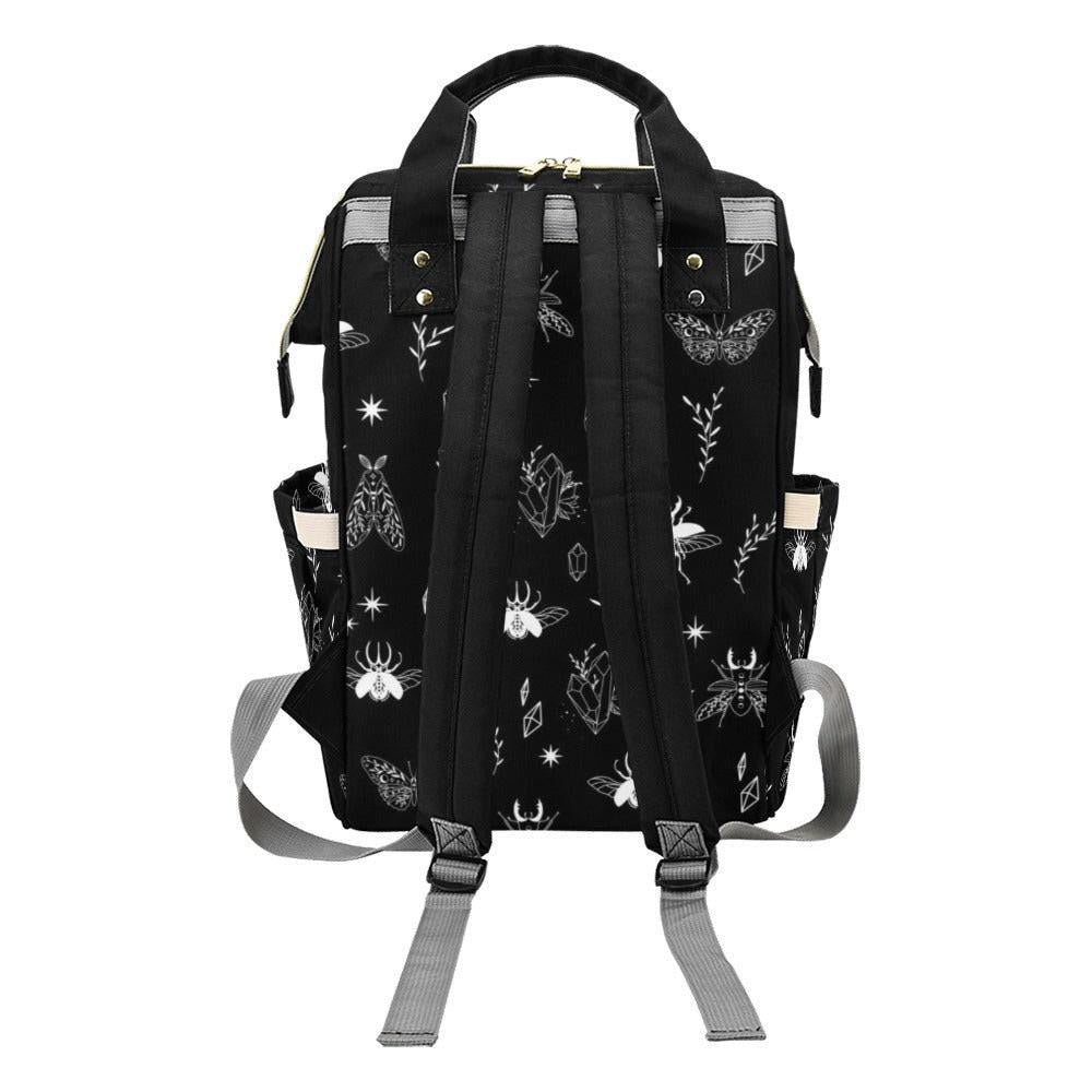 Goth Diaper Bag Backpack, Insect Print Mom Bag, Crystal Nursery Organizer
