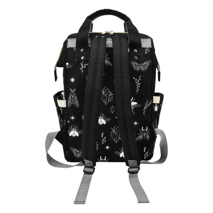 Goth Diaper Bag Backpack, Insect Print Mom Bag, Crystal Nursery Organizer
