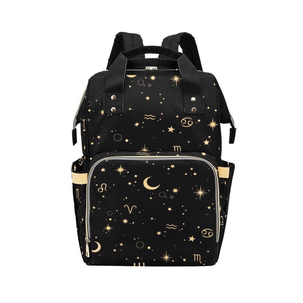 Celestial Diaper Backpack, Zodiac Baby Travel Bag, Moon Star Mom Backpack