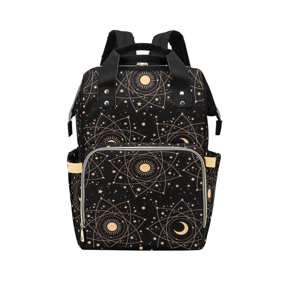Celestial Diaper Bag Backpack, Sun Moon Baby Travel Bag, Mom Backpack Organizer