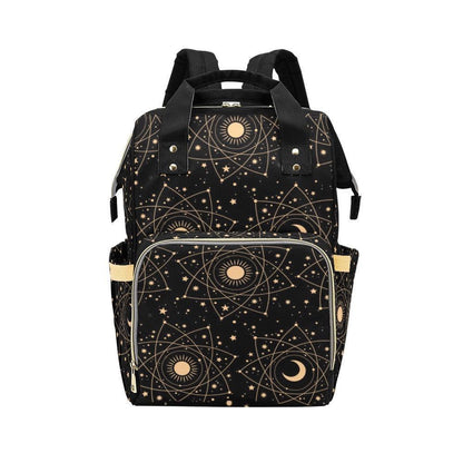 Celestial Diaper Bag Backpack, Sun Moon Baby Travel Bag, Mom Backpack Organizer