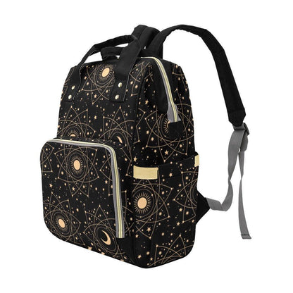 Celestial Diaper Bag Backpack, Sun Moon Baby Travel Bag, Mom Backpack Organizer