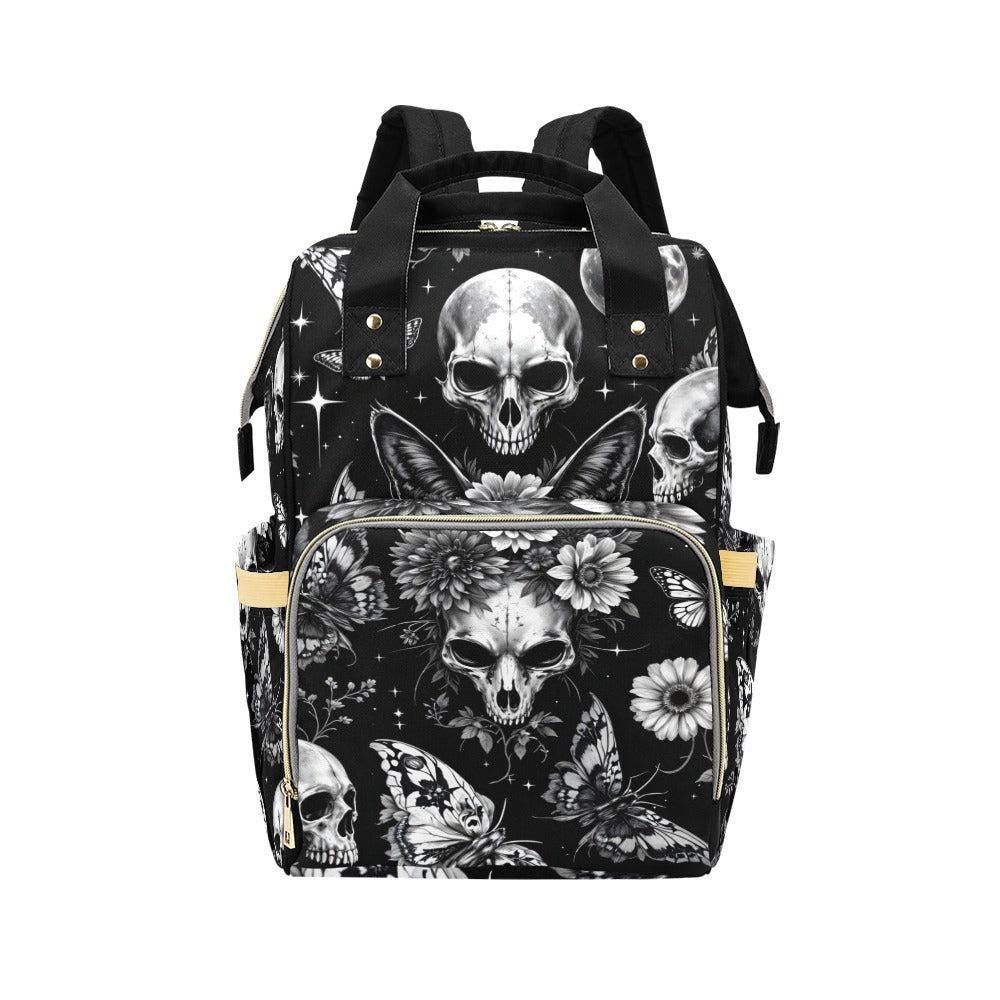 Skull Butterfly Backpack Black Gothic School Bag Halloween Gift for Teens and Adults