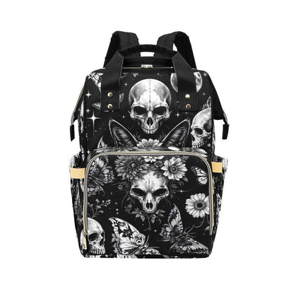 Skull Butterfly Backpack Black Gothic School Bag Halloween Gift for Teens and Adults