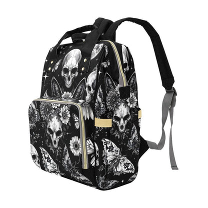 Skull Butterfly Backpack Black Gothic School Bag Halloween Gift for Teens and Adults