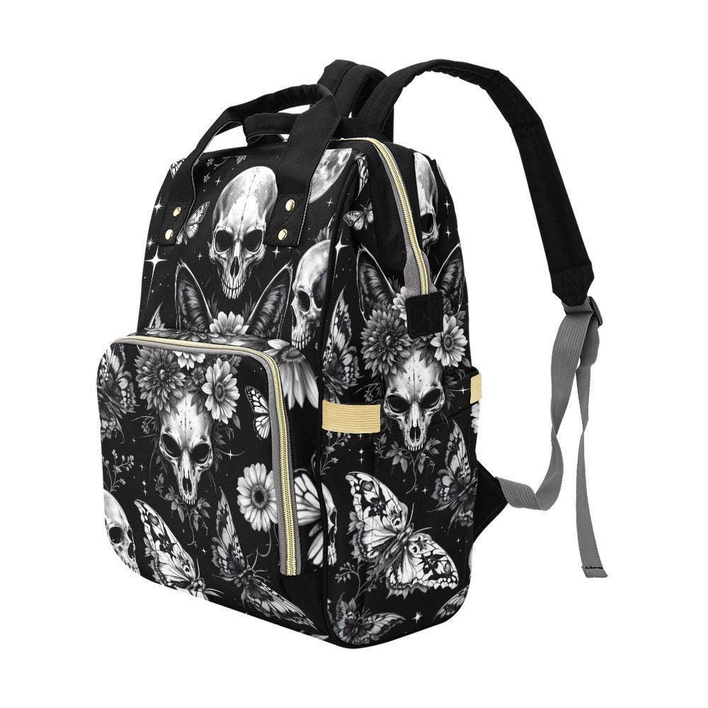 Skull Butterfly Backpack Black Gothic School Bag Halloween Gift for Teens and Adults