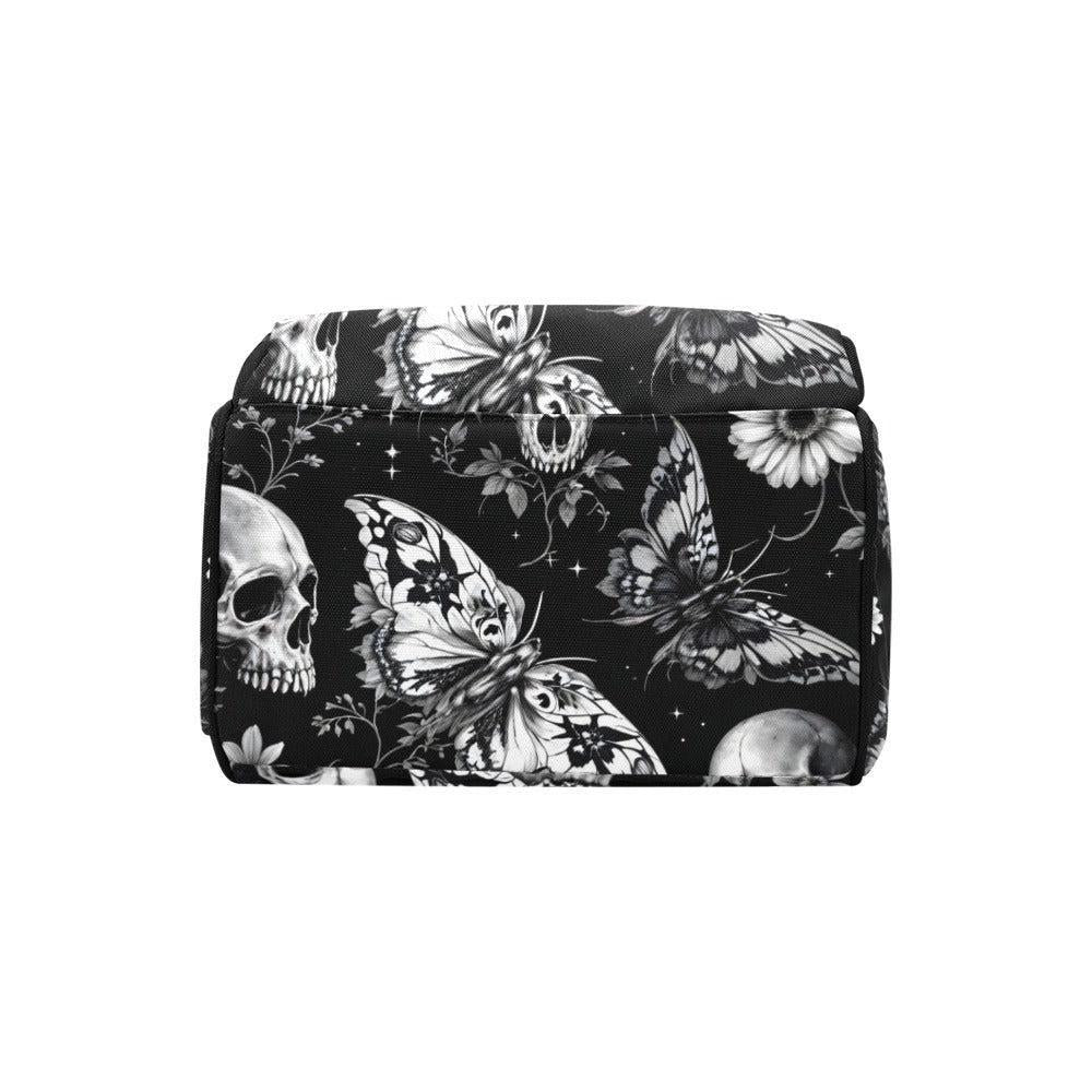 Skull Butterfly Backpack Black Gothic School Bag Halloween Gift for Teens and Adults