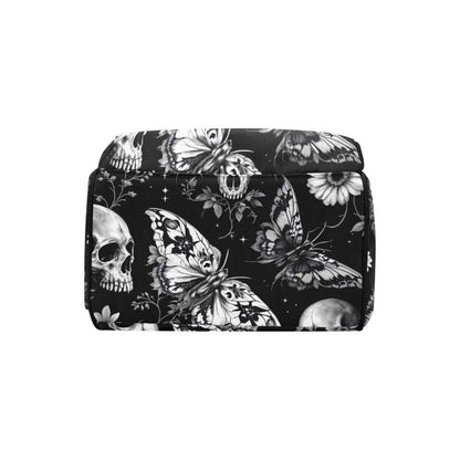 Skull Butterfly Backpack Black Gothic School Bag Halloween Gift for Teens and Adults