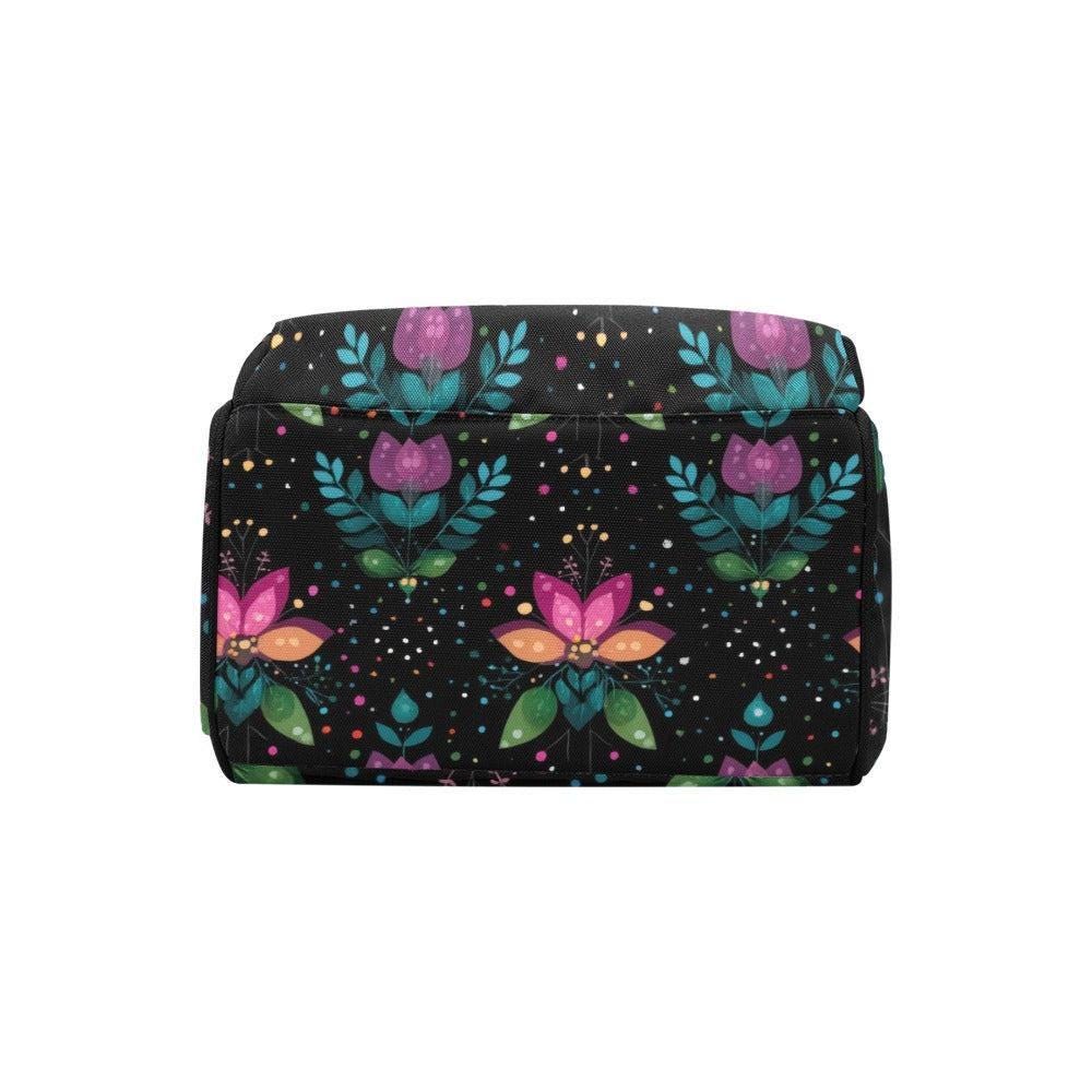 Folk Art Tulip Diaper Bag Backpack, Boho Baby Travel Pack for Moms