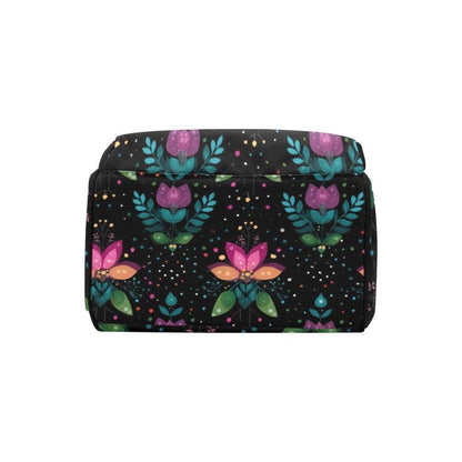 Folk Art Tulip Diaper Bag Backpack, Boho Baby Travel Pack for Moms