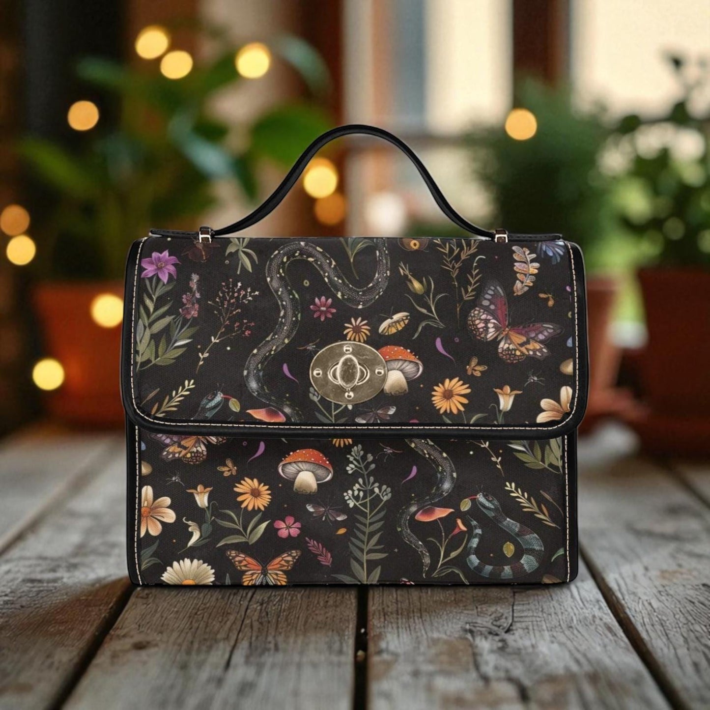 Mushroom & Snake Satchel – Magical Witchy Forestcore Handbag