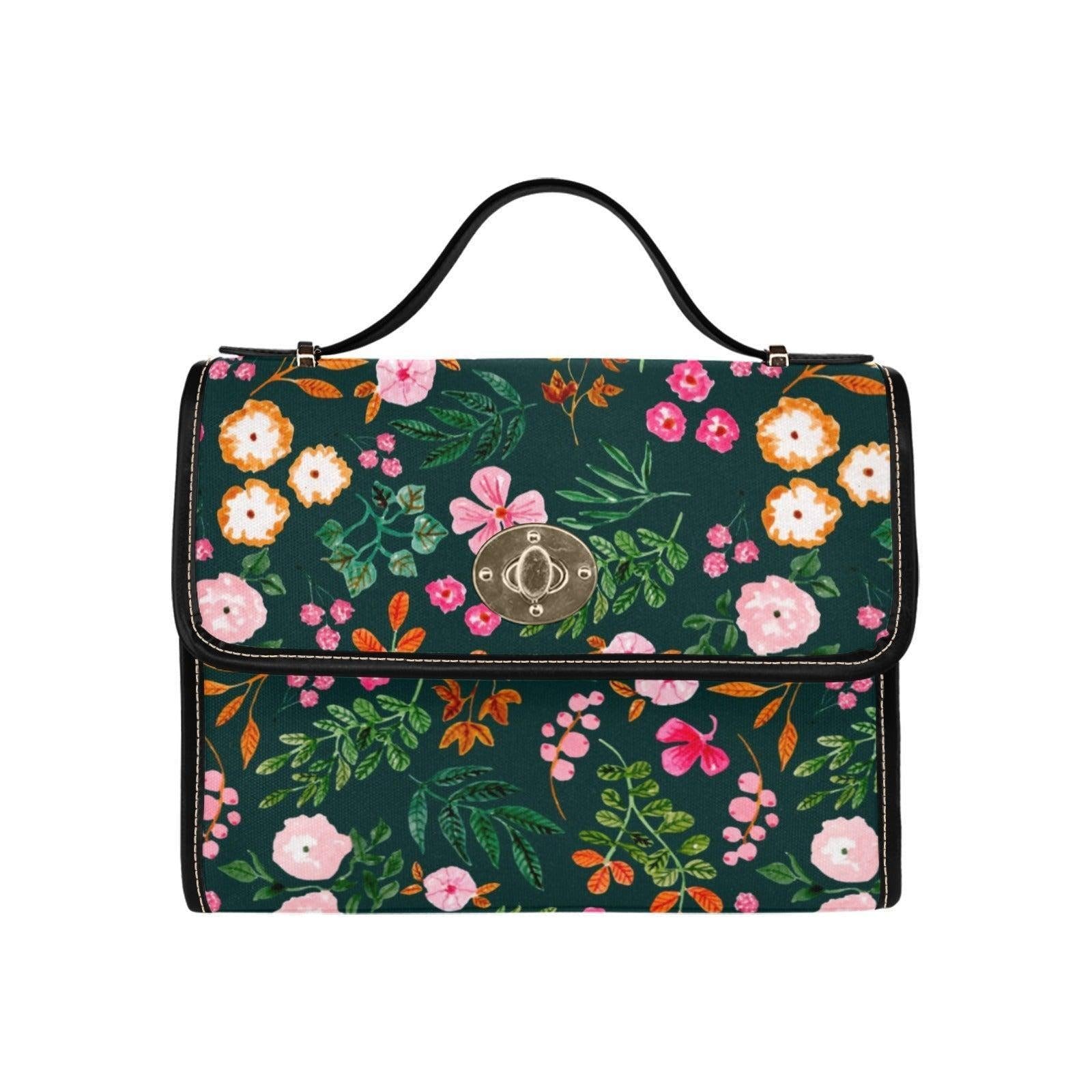 Botanical Garden Satchel – Green Floral Purse, Retro Whimsical Charm