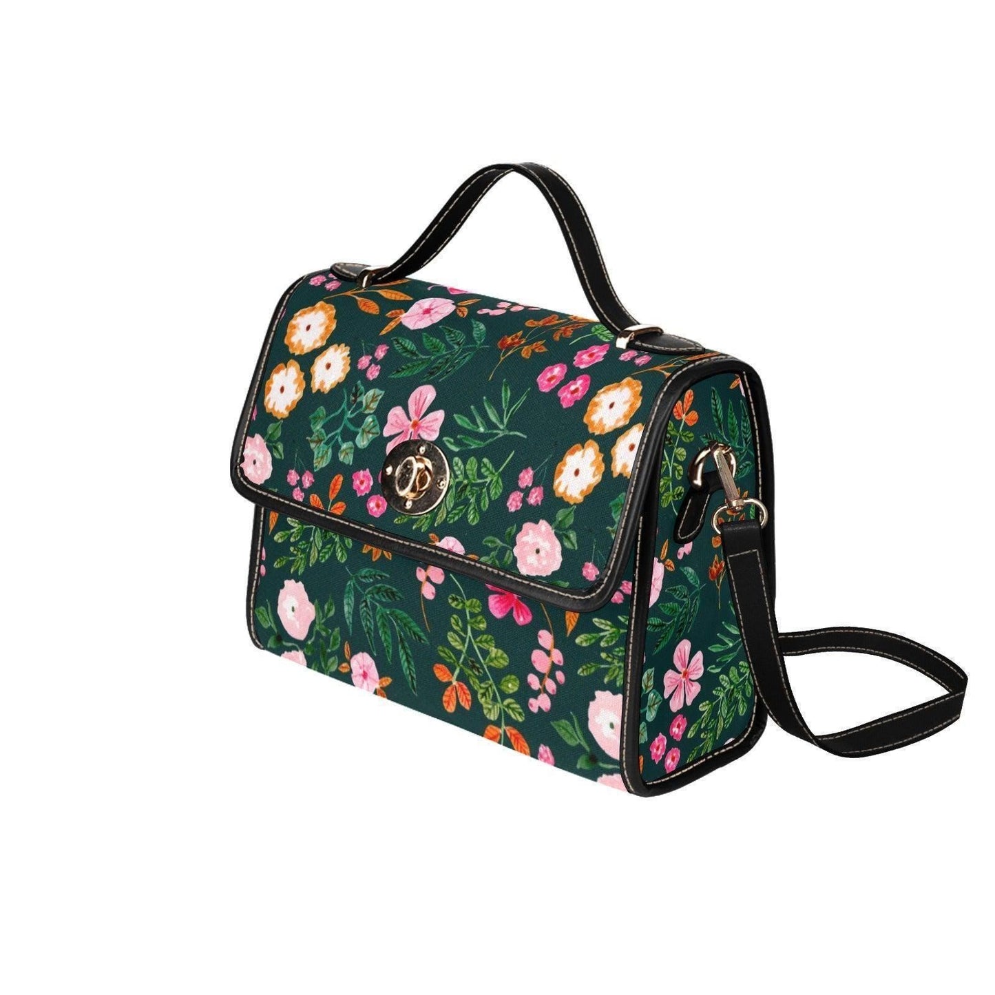 Botanical Garden Satchel – Green Floral Purse, Retro Whimsical Charm