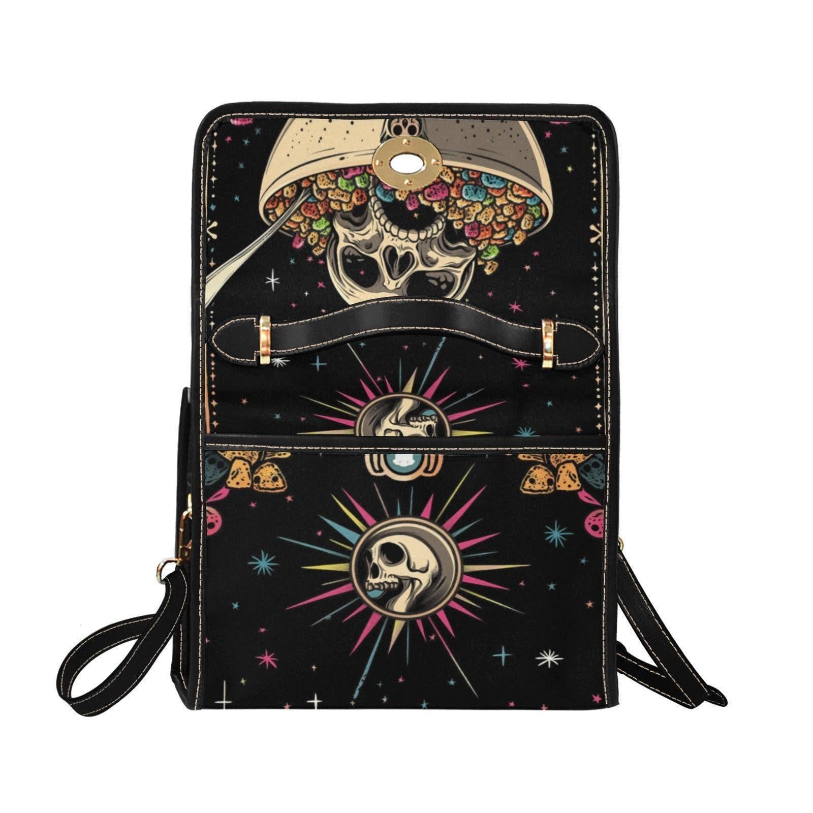 Cereal killer satchel, spooky retro crossbody, skeleton skull purse, halloween novelty handbag, creepy cute shoulder bag,festival horror bag