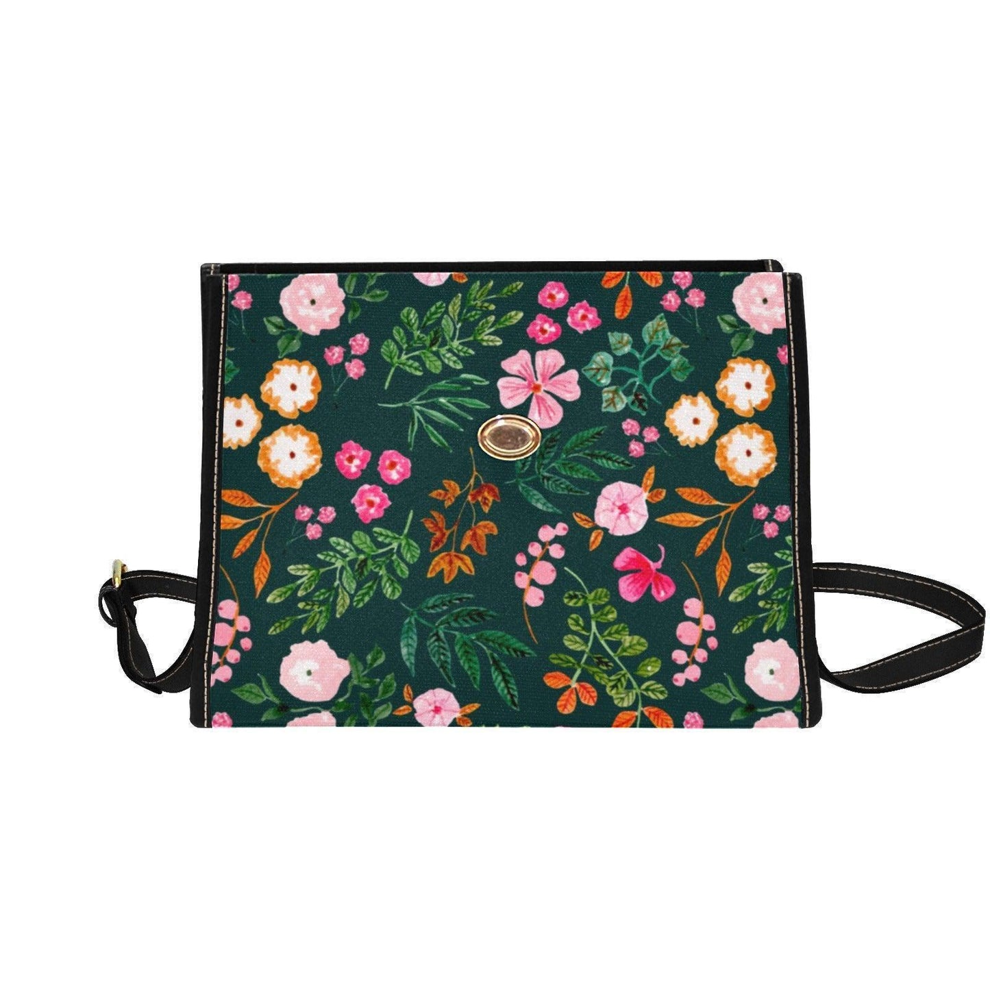 Botanical Garden Satchel – Green Floral Purse, Retro Whimsical Charm