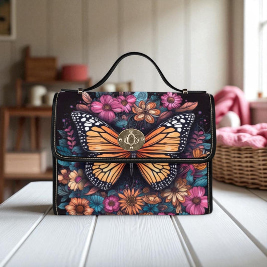 Monarch Butterfly Floral Bag, Colorful Garden Fairycore Purse, Cottagecore Bug Crossbody, Spring Nature Witch Handbag, Bright Whimsical Gift
