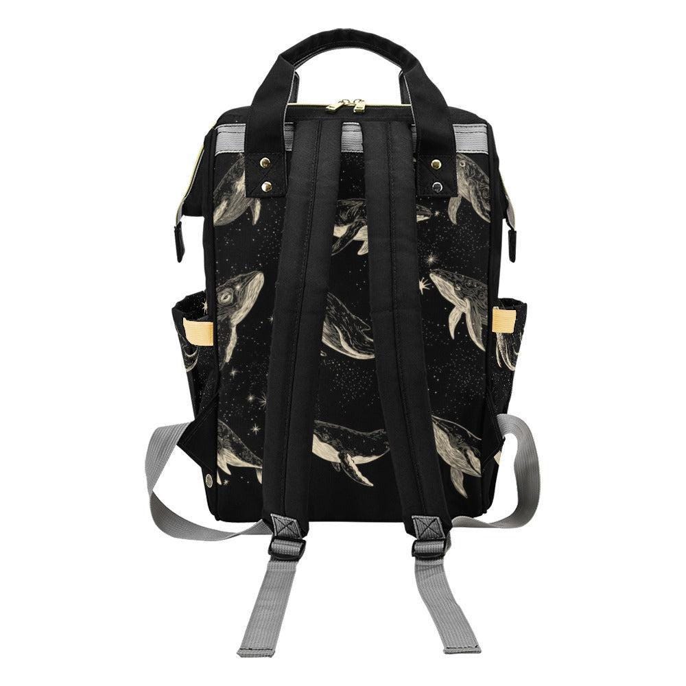 Whale Diaper Bag Backpack, Ocean Baby Travel Bag, Nursery Organizer for Moms
