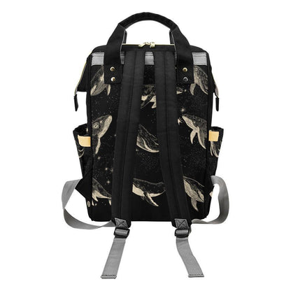 Whale Diaper Bag Backpack, Ocean Baby Travel Bag, Nursery Organizer for Moms