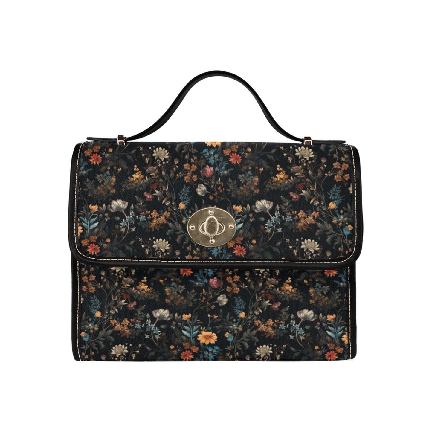 Wildflower Field Bag, Botanical Floral Satchel, Dark Cottagecore, Witchy Autumn Accessory