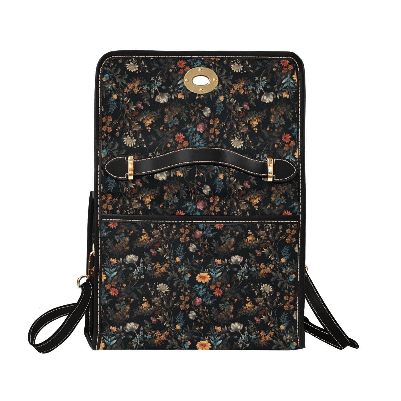 Wildflower Field Bag, Botanical Floral Satchel, Dark Cottagecore, Witchy Autumn Accessory